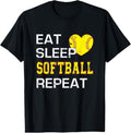 100% Cotton Funny Softball Eat Sleep Softball Repeat for Girls Softball T-Shirt Hoodie, Sweatshirt | GrindPrints.com
