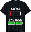 100% Cotton Funny Tired Mom Two Battery Low T-Shirts, Hoodie, Sweatshirt