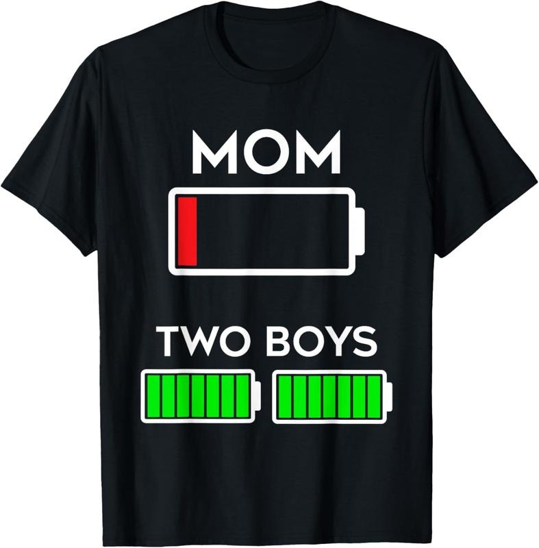 100% Cotton Funny Tired Mom Two Battery Low T-Shirts, Hoodie, Sweatshirt