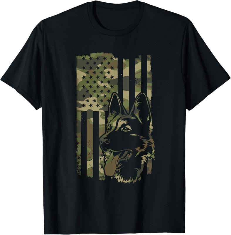 100% Cotton German Shepherd Dog - Dog Lover Shepherd USA Flag 4th July T-Shirt Hoodie, Sweatshirt | GrindPrints.com