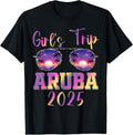 100% Cotton Girls Trip Aruba 2025 Leopard Sunglasses Beach Vacation T-Shirt Hoodie, Sweatshirt | GrindPrints.com
