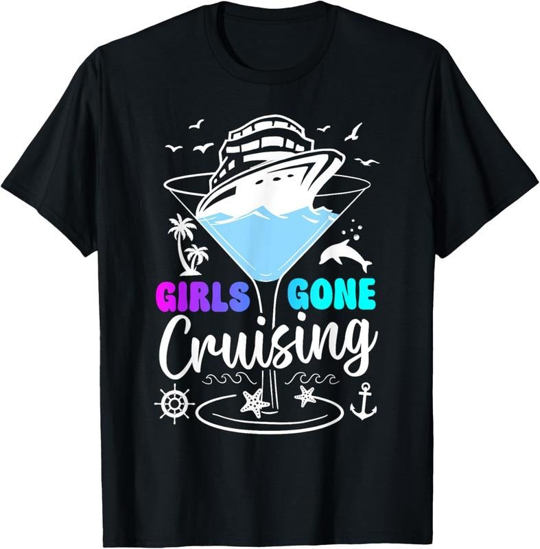 100% Cotton Girls Trip Cruise 2025, Girls Gone Cruising, Birthday Squad T-Shirt Hoodie, Sweatshirt | GrindPrints.com