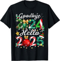 100% Cotton Goodbye 2024 Hello 2025 Merry Christmas Happy New Year 2025 T-Shirtstyle{n002}2 T-Shirts, Hoodie, Sweatshirt