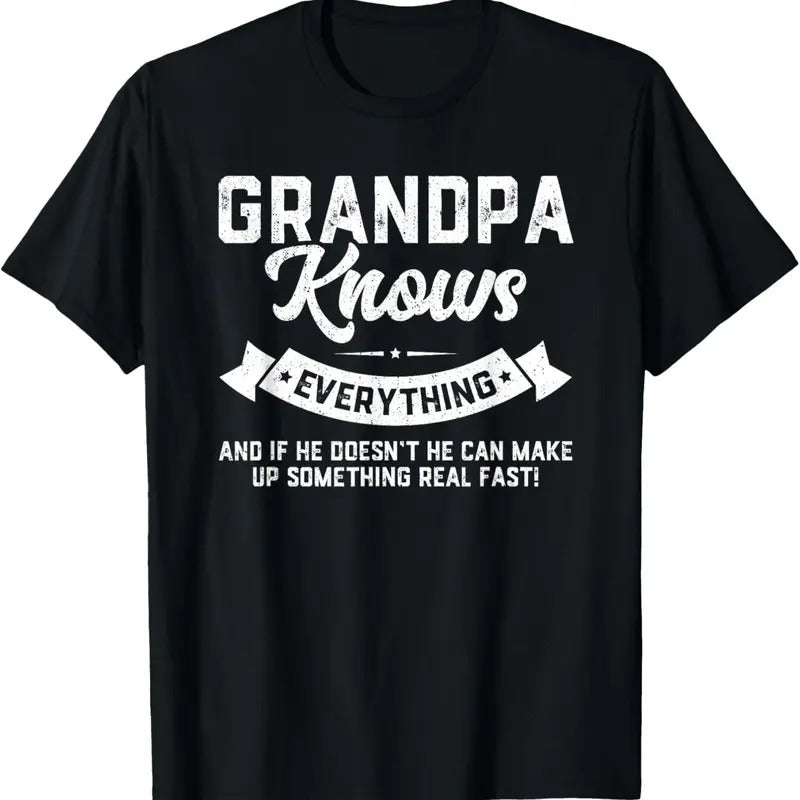 100% Cotton Grandpa Knows Everything 60th Gift Funny Father's Day T-Shirt Hoodie, Sweatshirt | GrindPrints.com