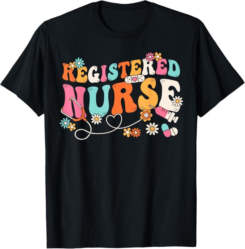 100% Cotton Groovy RN Registered Nurse Week Nursing Stethoscope Cute T-Shirt Hoodie, Sweatshirt | GrindPrints.com