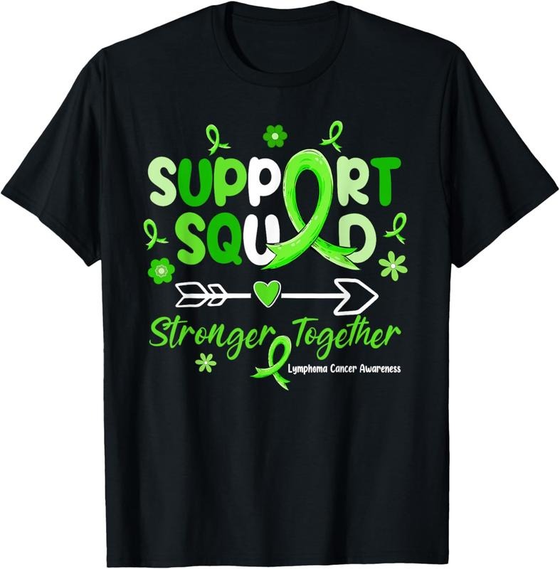 100% Cotton Groovy Support Squad Green Ribbon Lymphoma Cancer Awareness T-Shirt Hoodie, Sweatshirt | GrindPrints.com