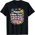 100% Cotton Happy New Year 2025 Colorful Funny Floral Flower 2025 T-Shirts, Hoodie, Sweatshirt
