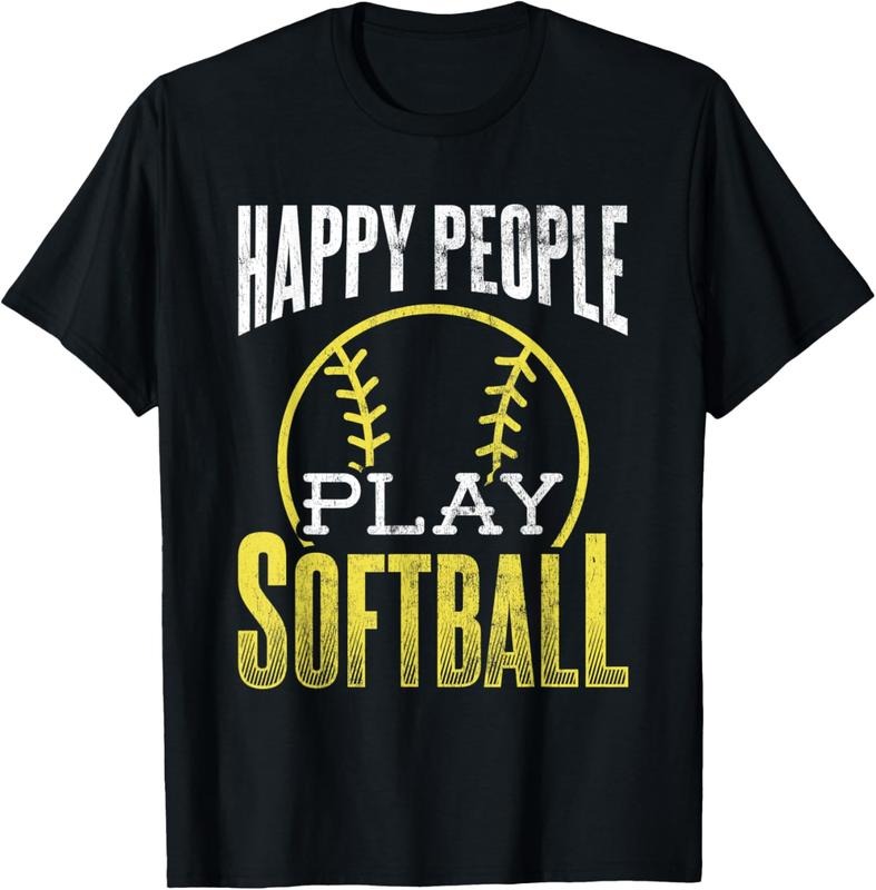 100% Cotton Happy People Play Softball Softball Player Softball Team T-Shirt Hoodie, Sweatshirt | GrindPrints.com