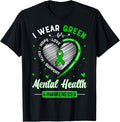 100% Cotton Heart I Wear Green For Mental Health Awareness Month T-Shirt Hoodie, Sweatshirt | GrindPrints.com