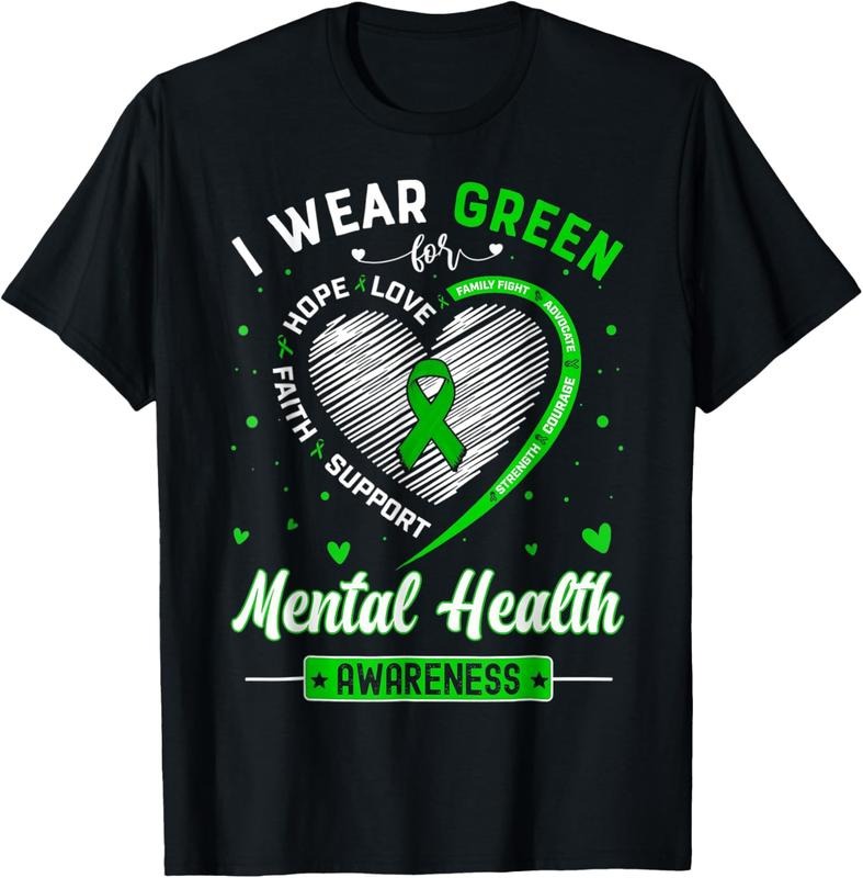 100% Cotton Heart I Wear Green For Mental Health Awareness Month T-Shirt Hoodie, Sweatshirt | GrindPrints.com