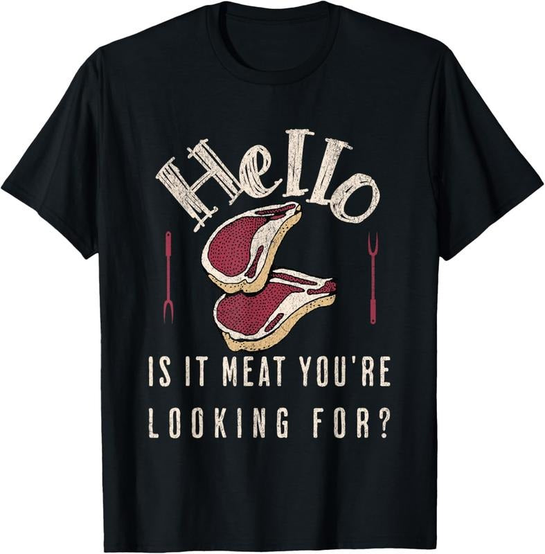 100% Cotton Hello Is It Meat You're Looking For? Funny Meat Lover T-Shirt Hoodie, Sweatshirt | GrindPrints.com