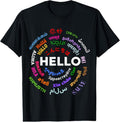 100% Cotton Hello in different languages Travel vacation Teacher Lover T-Shirt Hoodie, Sweatshirt | GrindPrints.com