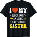 100% Cotton I Heart Love My SISTER Funny Family Matching Retro T-Shirt Hoodie, Sweatshirt | GrindPrints.com