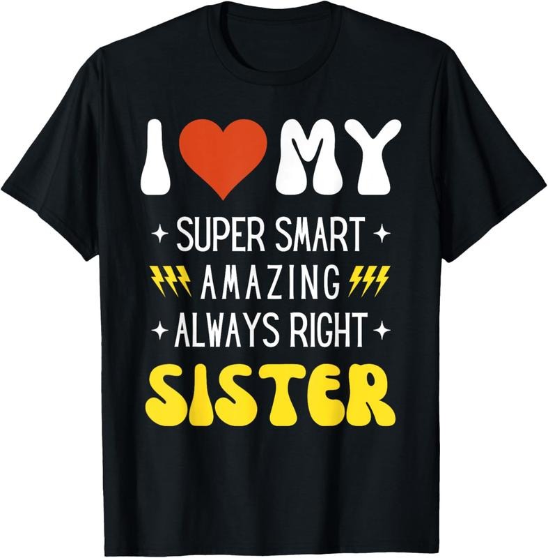 100% Cotton I Heart Love My SISTER Funny Family Matching Retro T-Shirt Hoodie, Sweatshirt | GrindPrints.com