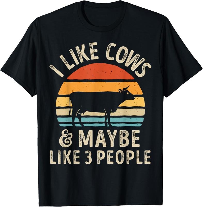 100% Cotton I Like Cows And Maybe Like 3 People Cow Farm Farmer Retro T-Shirt Hoodie, Sweatshirt | GrindPrints.com