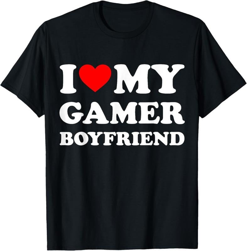 100% Cotton I Love My Gamer Boyfriend Heart Bf Video Games, Gaming T-Shirt Hoodie, Sweatshirt | GrindPrints.com