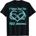 100% Cotton I Teal PTSD Awareness Heart Butterfly T-Shirts, Hoodie, Sweatshirt