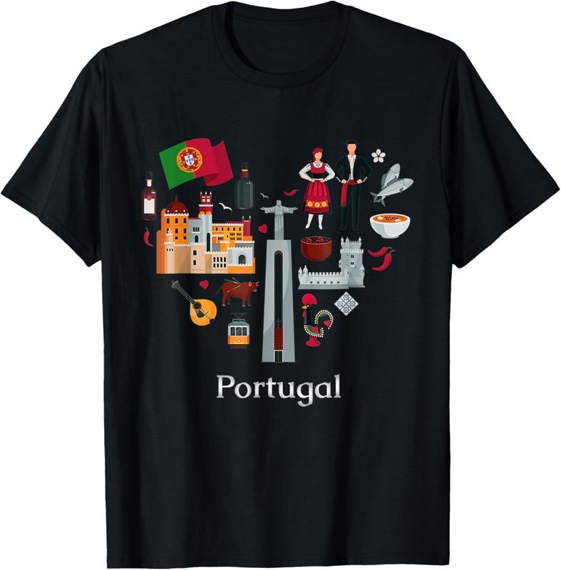 100% Cotton I love Portugal Lisbon Map iconic traditional Souvenir Gift T-Shirt Hoodie, Sweatshirt | GrindPrints.com
