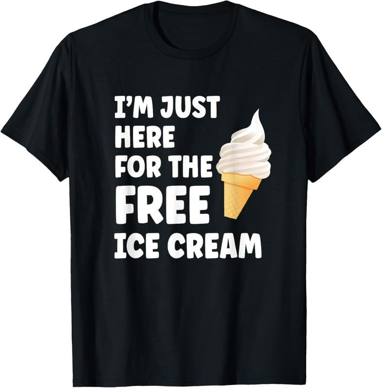 100% Cotton I'M Just Here Free Ice Cream Funny Cruise 2024 T-Shirts, Hoodie, Sweatshirt