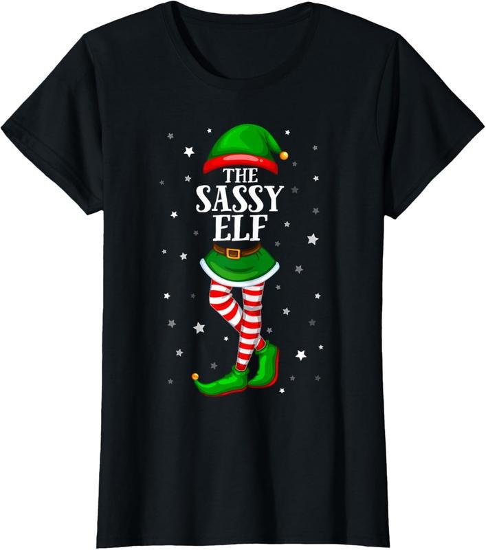 100% Cotton Im The Sassy Elf Matching Christmas for Teen Girls Women T-Shirt Hoodie, Sweatshirt | GrindPrints.com