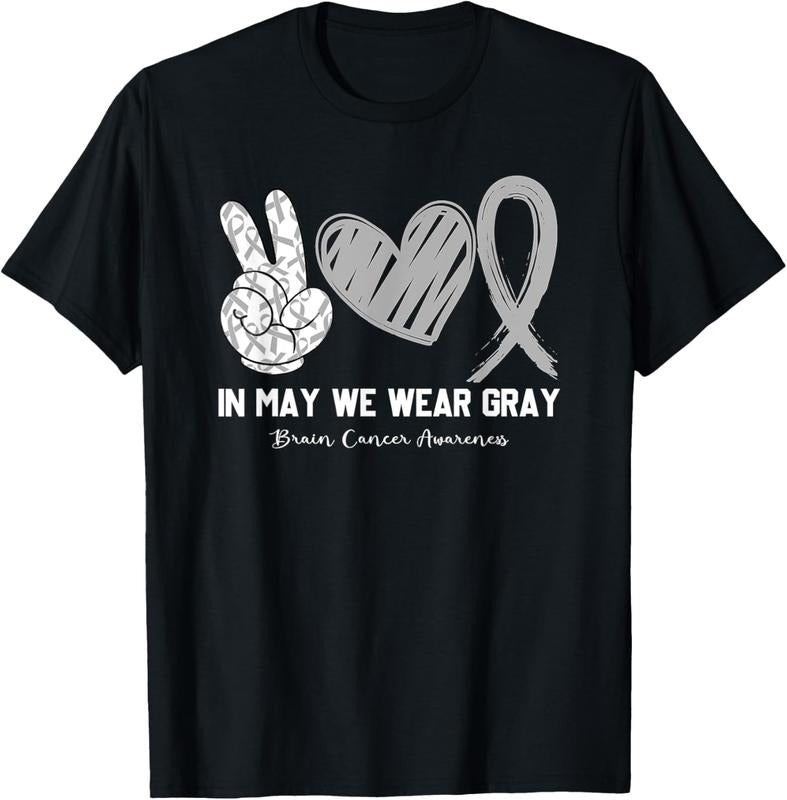100% Cotton In May We Wear Gray Brain Cancer Awareness Month T-Shirt Hoodie, Sweatshirt | GrindPrints.com