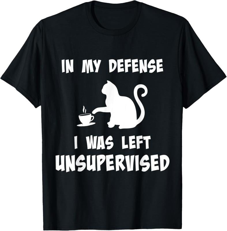 100% Cotton In My Defense I Was Left Unsupervised Funny Cat, Cat Lovers T-Shirt Hoodie, Sweatshirt | GrindPrints.com