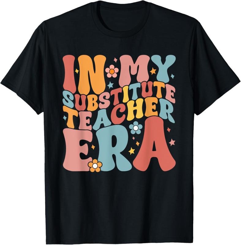 100% Cotton In My Substitute Teacher Era Retro Groovy Back To School T-Shirt Hoodie, Sweatshirt | GrindPrints.com