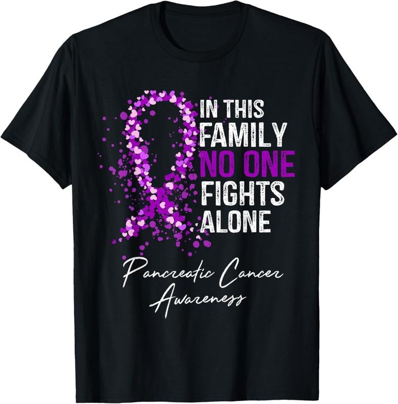 100% Cotton In This Family No One Fights Alone Shirt Pancreatic Cancer T-Shirt Hoodie, Sweatshirt | GrindPrints.com