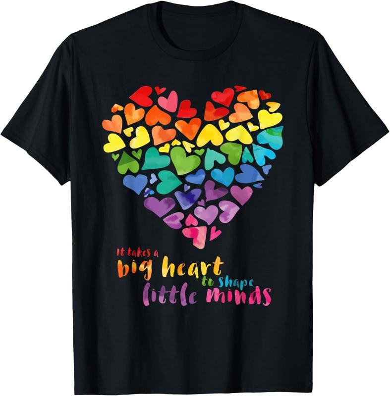 100% Cotton It Takes a Big Heart To Shape Little Minds Teacher Gift T-Shirt Hoodie, Sweatshirt | GrindPrints.com