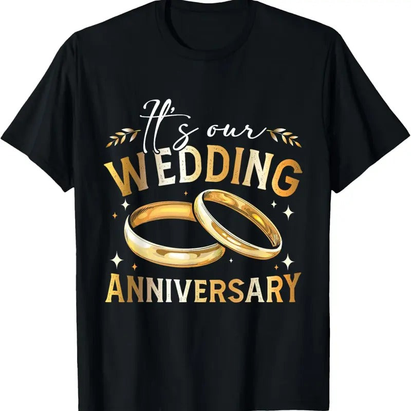100% Cotton It's Our Wedding Anniversary Happy Wedding Just Married T-Shirt Hoodie, Sweatshirt | GrindPrints.com