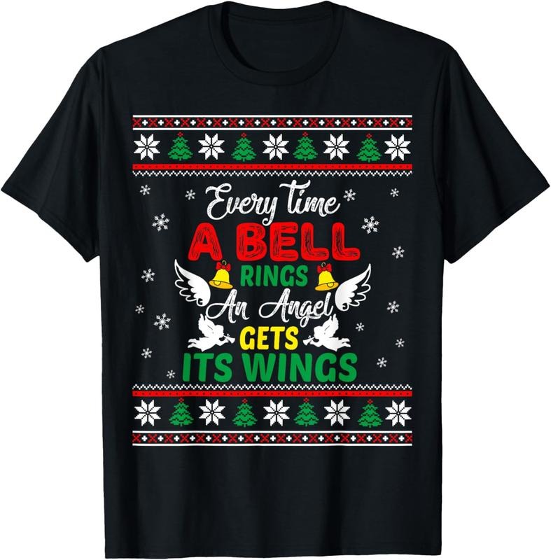 100% Cotton It's a Wonderful Life Every Time A Bell Rings Cute Christmas T-Shirt Hoodie, Sweatshirt | GrindPrints.com