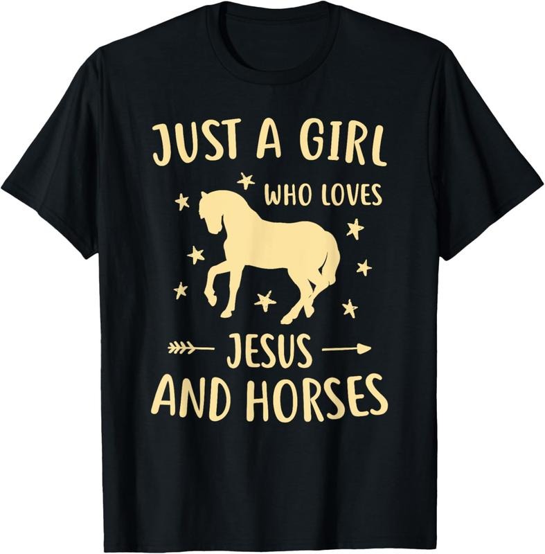 100% Cotton Jesus And Horses For Girls Teens Women Horse Lover Christian T-Shirt Hoodie, Sweatshirt | GrindPrints.com
