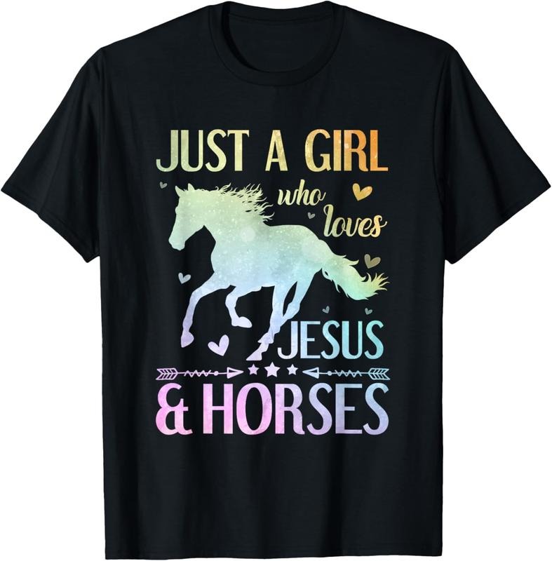 100% Cotton Jesus And Horses, Horse Gifts For Girls, Women T-Shirt Hoodie, Sweatshirt | GrindPrints.com