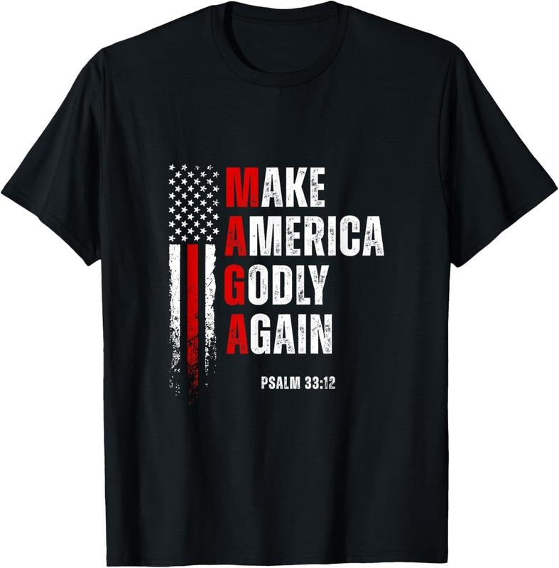 100% Cotton Jesus Make America Godly Again American Patriot Christian T-Shirt Hoodie, Sweatshirt | GrindPrints.com