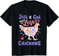 100% Cotton Just A Girl Who Loves Chickens Chicken Hen Love Cute T-Shirt Hoodie, Sweatshirt | GrindPrints.com