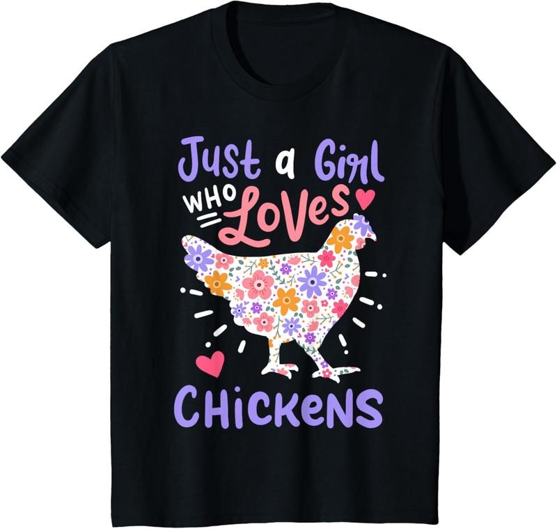 100% Cotton Just A Girl Who Loves Chickens Chicken Hen Love Cute T-Shirt Hoodie, Sweatshirt | GrindPrints.com