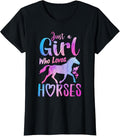 100% Cotton Just Girl Who Loves Horses Riding Cute Horse T-Shirts, Hoodie, Sweatshirt
