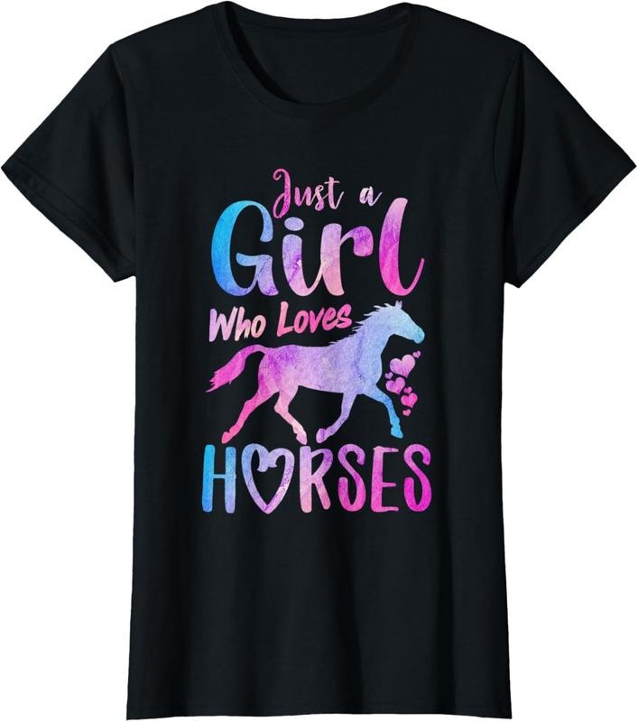 100% Cotton Just Girl Who Loves Horses Riding Cute Horse T-Shirts, Hoodie, Sweatshirt