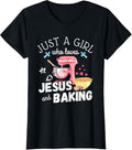 100% Cotton Just A Girl Who Loves Jesus And Baking Funny Christian T-Shirt Hoodie, Sweatshirt | GrindPrints.com