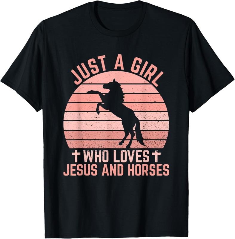 100% Cotton Just Girl Who Loves Jesus Horses Christian Riders T-Shirts, Hoodie, Sweatshirt