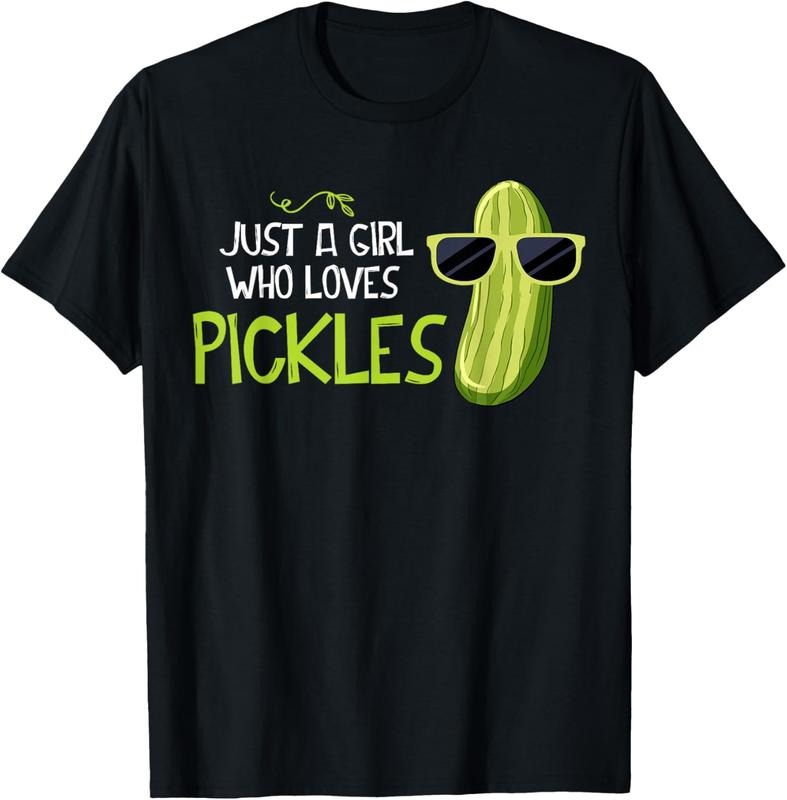 100% Cotton Just A Girl Who Loves Pickles Cuts Pickles Cooking Birthday T-Shirt Hoodie, Sweatshirt | GrindPrints.com