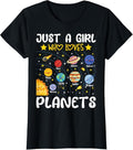 100% Cotton Just A Girl Who Loves Planets Solar Space Science Lover Girl T-Shirt Hoodie, Sweatshirt | GrindPrints.com