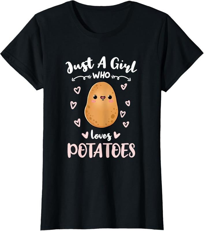 100% Cotton Just Girl Who Loves Potatoes T-Shirts, Hoodie, Sweatshirt