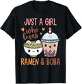 100% Cotton Just A Girl Who Loves Ramen And Boba Bubble Tea Japanese T-Shirt Hoodie, Sweatshirt | GrindPrints.com