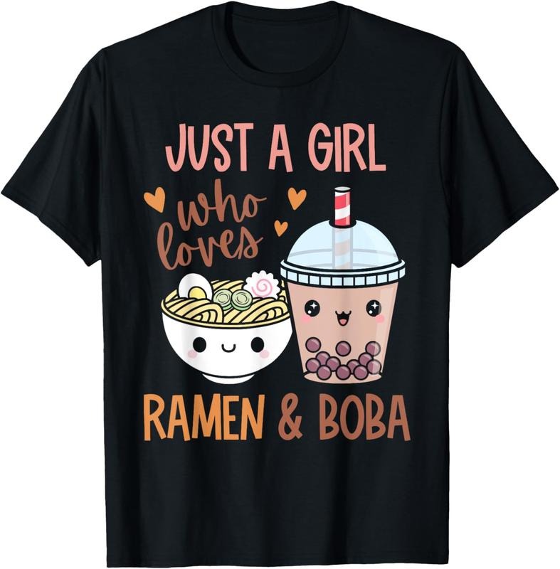 100% Cotton Just A Girl Who Loves Ramen And Boba Bubble Tea Japanese T-Shirt Hoodie, Sweatshirt | GrindPrints.com
