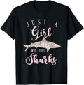 100% Cotton Just A Girl Who Loves Sharks T-Shirt Hoodie, Sweatshirt | GrindPrints.com