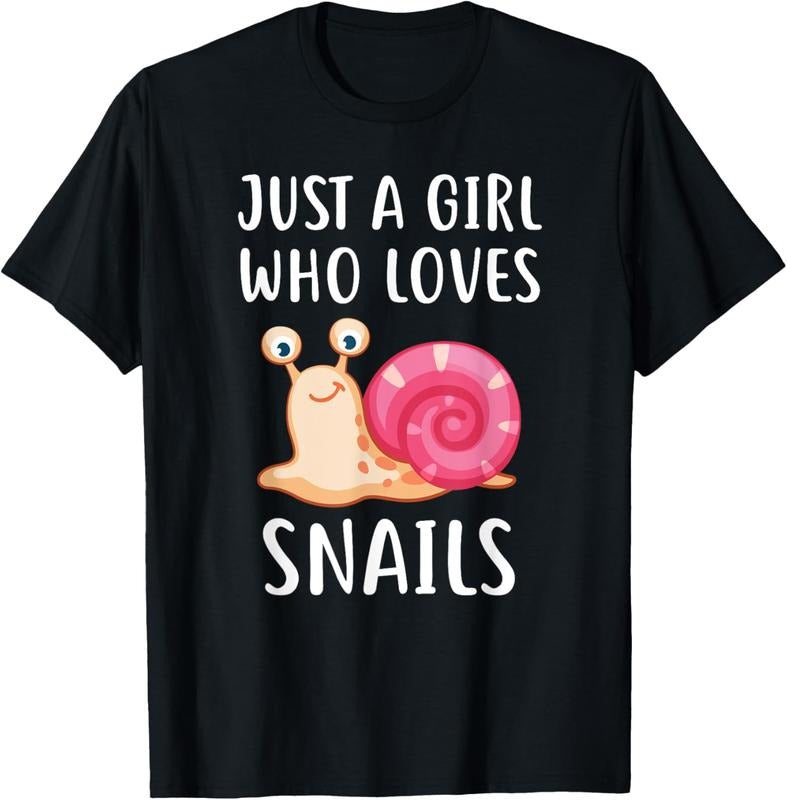 100% Cotton Just A Girl Who Loves Snails Cute Snail Girl T-Shirt Hoodie, Sweatshirt | GrindPrints.com
