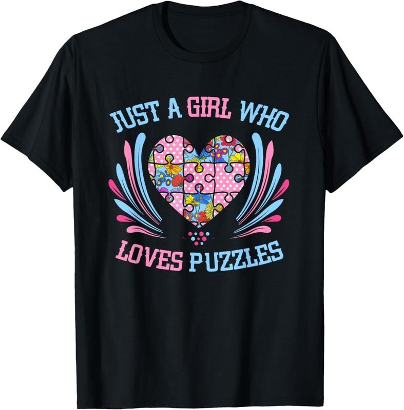 100% Cotton Just Girl Who Loves Puzzles Jigsaw Puzzle T-Shirt Hoodie, Sweatshirt | GrindPrints.com