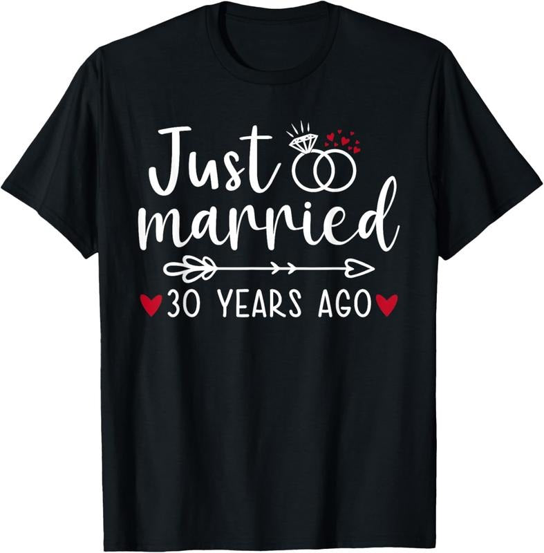 100% Cotton Just Married Couples Funny Husband Wife 30th Anniversary T-Shirt Hoodie, Sweatshirt | GrindPrints.com