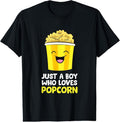 100% Cotton Just Boy Who Loves Popcorn Cinema Movie Watching Popcorn T-Shirts, Hoodie, Sweatshirt